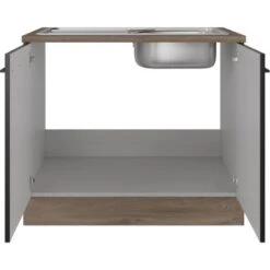 Flex-Well Exclusiv Spülenunterschrank Capri 100 Cm Schwarz Matt-Endgrain Oak 9 Flex-Well Exclusiv Spülenunterschrank Capri 100 Cm Schwarz Matt-Endgrain Oak -KüchenTraum 4047584070117 4051 S 01