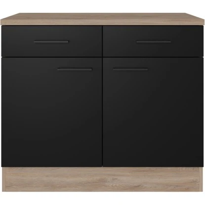 Flex-Well Exclusiv Unterschrank Capri 100 Cm Schwarz Matt-Endgrain Oak 4 Flex-Well Exclusiv Unterschrank Capri 100 Cm Schwarz Matt-Endgrain Oak – Bild 2
