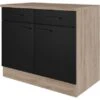 Flex-Well Exclusiv Unterschrank Capri 100 Cm Schwarz Matt-Endgrain Oak -KüchenTraum 4047584070247 4051 S 02