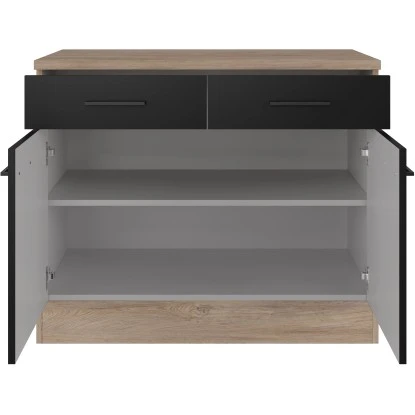 Flex-Well Exclusiv Unterschrank Capri 100 Cm Schwarz Matt-Endgrain Oak 5 Flex-Well Exclusiv Unterschrank Capri 100 Cm Schwarz Matt-Endgrain Oak – Bild 3