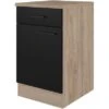 Flex-Well Exclusiv Unterschrank Capri 50 Cm Schwarz Matt-Endgrain Oak -KüchenTraum 4047584070254 4051 S 02