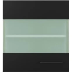 Flex-Well Exclusiv Glas-Oberschrank Capri 50 Cm Schwarz Matt-Endgrain Oak -KüchenTraum 4047584070377 4051 S 01