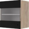 Flex-Well Exclusiv Glas-Oberschrank Capri 50 Cm Schwarz Matt-Endgrain Oak -KüchenTraum 4047584070377 4051 S 02