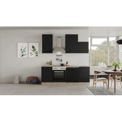 Flex-Well Exclusiv Küchenzeile Capri 220 Cm Schwarz Matt-Endgrain Oak 14 Flex-Well Exclusiv Küchenzeile Capri 220 Cm Schwarz Matt-Endgrain Oak – Bild 12