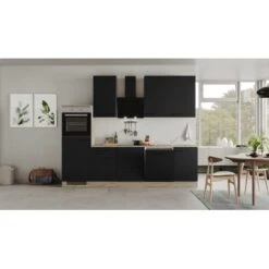 Flex-Well Exclusiv Küchenzeile Capri 280 Cm Schwarz Matt-Endgrain Oak -KüchenTraum 4047584070476 4051 AB 03