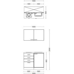 Flex-Well Exclusiv Miniküche Capri 100 Cm Schwarz Matt-Endgrain Oak 15 Flex-Well Exclusiv Miniküche Capri 100 Cm Schwarz Matt-Endgrain Oak -KüchenTraum 4051 VM G100501000 28mmAPL