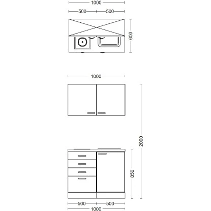 Flex-Well Exclusiv Miniküche Capri 100 Cm Schwarz Matt-Endgrain Oak 8 Flex-Well Exclusiv Miniküche Capri 100 Cm Schwarz Matt-Endgrain Oak – Bild 6