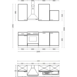 Flex-Well Exclusiv Küchenzeile Capri 220 Cm Schwarz Matt-Endgrain Oak 23 Flex-Well Exclusiv Küchenzeile Capri 220 Cm Schwarz Matt-Endgrain Oak -KüchenTraum 4051 VM G2201701016 28mmAP