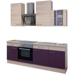 Flex-Well Exclusiv Küchenzeile Focus 220 Cm Akazie-Aubergine -KüchenTraum 4051 g2201702040focusfrei