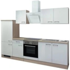 Flex-Well Exclusiv Küchenzeile Abaco 270 Cm Perlmutt Glänzend-Akazie Nachbildung -KüchenTraum 4051 g2702211063abacofrei