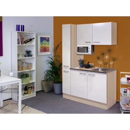 Flex-Well Singleküche 130 Cm Abaco Perlmutt Glänzend-Akazie 3 Flex-Well Singleküche 130 Cm Abaco Perlmutt Glänzend-Akazie