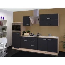 Flex-Well Exclusiv Küchenzeile Lara 270 Cm Anthrazit-San Remo Eiche NB