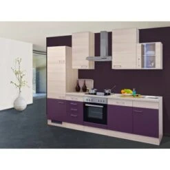 Flex-Well Exclusiv Küchenzeile Focus 280 Cm Akazie-Aubergine