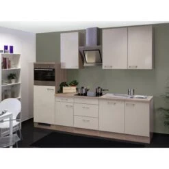 Flex-Well Exclusiv Küchenzeile Orlando 280 Cm Kaschmir Glanz-Sonoma Eiche NB