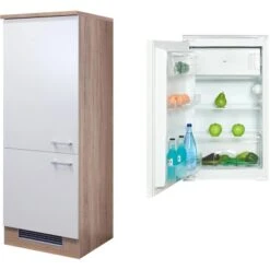 Flex-Well Classic Kühlschrank-Umbau Florida Mit Kühlschrank PKM KS 120.4A+ EB -KüchenTraum 4051 g 60 102 000 samoa 2