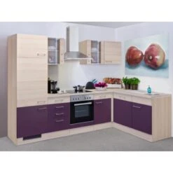 Flex-Well Exclusiv Winkelküche Focus 280 Cm Akazie-Aubergine