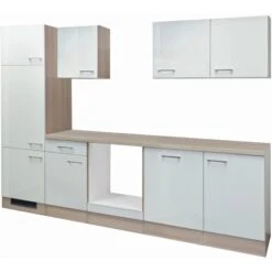 Flex-Well Exclusiv Küchenzeile Abaco 280 Cm Ohne E-Geräte Perlmutt Glänzend