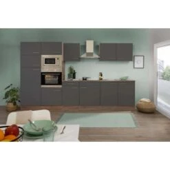 Respekta Küchenzeile Ohne E-Geräte 330 Cm Grau Seidengl.-Eiche York