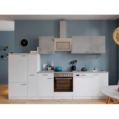 Respekta Economy Küchenzeile KB310WWBSC 310 Cm Weiß-Beton Optik 6 Respekta Economy Küchenzeile KB310WWBSC 310 Cm Weiß-Beton Optik – Bild 4