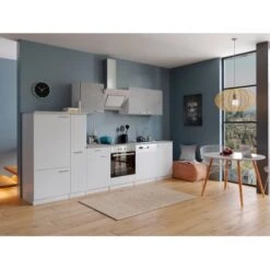 Respekta Economy Küchenzeile KB310WWBSC 310 Cm Weiß-Beton Optik