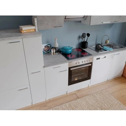 Respekta Economy Küchenzeile KB310WWBSC 310 Cm Weiß-Beton Optik 5 Respekta Economy Küchenzeile KB310WWBSC 310 Cm Weiß-Beton Optik – Bild 3