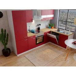 Respekta Winkelküche KBL280WRCGKEG 280 X 172 Cm Rot-Weiß-Butcher Nussbaum -KüchenTraum 4384 neu KBL280WRCGKEG 03
