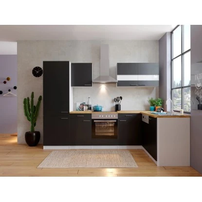 Respekta Winkelküche KBL280WSCGKEG 280 X 172 Cm Schwarz-Weiß-Butcher Nussbaum 5 Respekta Winkelküche KBL280WSCGKEG 280 X 172 Cm Schwarz-Weiß-Butcher Nussbaum – Bild 3