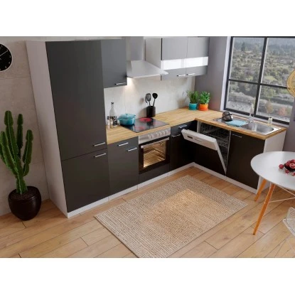 Respekta Winkelküche KBL280WSCGKEG 280 X 172 Cm Schwarz-Weiß-Butcher Nussbaum 6 Respekta Winkelküche KBL280WSCGKEG 280 X 172 Cm Schwarz-Weiß-Butcher Nussbaum – Bild 4