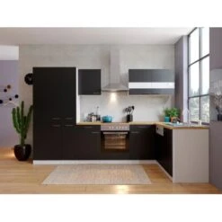 Respekta Winkelküche KBL310WSCGKEG 310 X 172 Cm Schwarz-Weiß-Butcher Nussbaum -KüchenTraum 4384 neu KBL310WSCGKEG 02