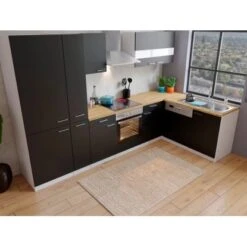 Respekta Winkelküche KBL310WSCGKEG 310 X 172 Cm Schwarz-Weiß-Butcher Nussbaum -KüchenTraum 4384 neu KBL310WSCGKEG 03