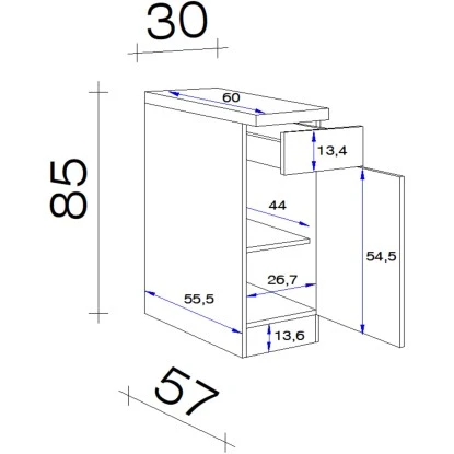 Flex-Well Exclusiv Unterschrank Morena 30 Cm Basaltgrau Matt - San Remo Eiche 4 Flex-Well Exclusiv Unterschrank Morena 30 Cm Basaltgrau Matt - San Remo Eiche – Bild 2