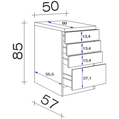 Flex-Well Exclusiv Schubkastenunterschrank Vintea 50 Cm Magnolie Matt-L. Oak 4 Flex-Well Exclusiv Schubkastenunterschrank Vintea 50 Cm Magnolie Matt-L. Oak – Bild 2