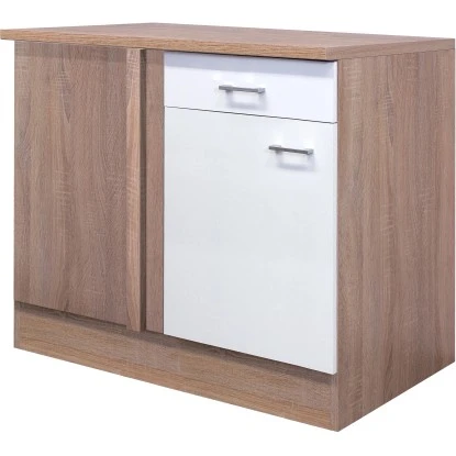 Flex-Well Classic Eck-Unterschrank Florida 110 X 60 Cm Weiß-Sonoma Eiche 3 Flex-Well Classic Eck-Unterschrank Florida 110 X 60 Cm Weiß-Sonoma Eiche