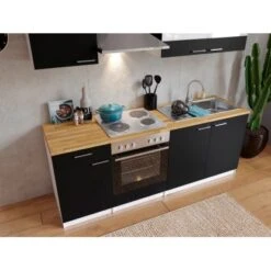 Respekta Küchenzeile KB210WS 210 Cm Schwarz-Weiß 12 Respekta Küchenzeile KB210WS 210 Cm Schwarz-Weiß -KüchenTraum 46645 4384 neu KB210WSG 03