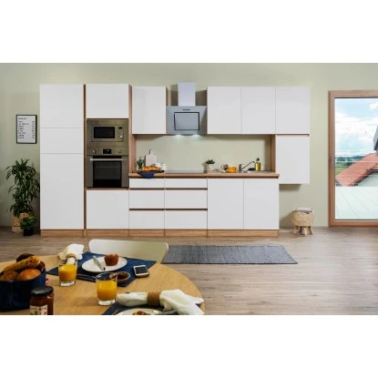 Respekta Premium Küchenzeile Grifflos 385 Cm Weiß Matt-Eiche Sägerau 5 Respekta Premium Küchenzeile Grifflos 385 Cm Weiß Matt-Eiche Sägerau – Bild 3