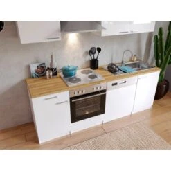 Respekta Küchenzeile KB220WW 220 Cm Weiß -KüchenTraum 47304 4384 neu KB220WWG 03