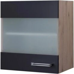 Flex-Well Exclusiv Glas-Hängeschrank Lara 50 Cm Anthrazit-San Remo Eiche