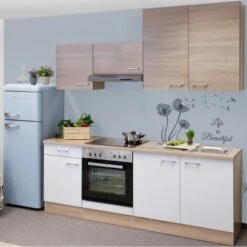 Flex-Well Classic Küchenzeile Florida 210 Cm Sonoma Eiche-Weiß-Sonoma Eiche