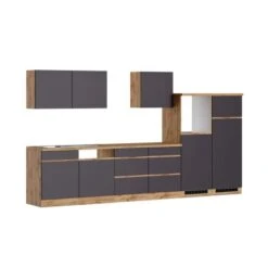 Held Möbel Küchenzeile Turin 360 Cm Graphit-Wotaneiche Ohne E-Geräte -KüchenTraum 4905 11016600 1124.6311 1a