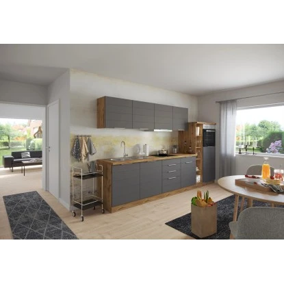 Held Möbel Küchenzeile 330 Cm Matt Grau-Wotaneiche 5 Held Möbel Küchenzeile 330 Cm Matt Grau-Wotaneiche – Bild 3