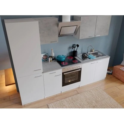 Respekta Economy Küchenzeile KB270WWBSCGKE178 270 Cm Weiß-Beton Optik 6 Respekta Economy Küchenzeile KB270WWBSCGKE178 270 Cm Weiß-Beton Optik – Bild 4