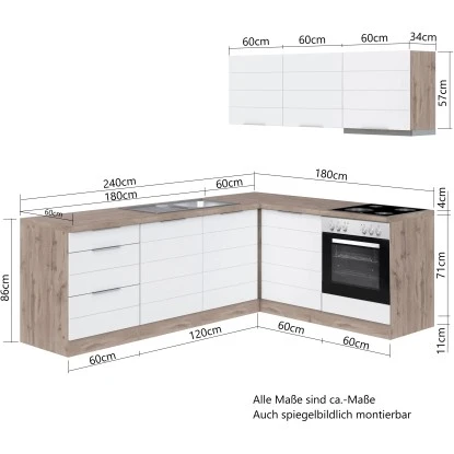 Held Möbel Winkelküche 240 Cm - 180 Cm Matt Grau-Wotaneiche 10 Held Möbel Winkelküche 240 Cm - 180 Cm Matt Grau-Wotaneiche – Bild 8