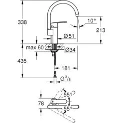 Grohe QuickFix Einhand-Spültischbatterie Wave Cosmopolitan Chrom -KüchenTraum 5189576 4520 100062044 1