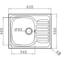 Pyramis Einbauspüle Derby 62 Cm X 50 Cm Edelstahl -KüchenTraum 5201217078935 4891 VM 01