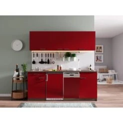 Respekta Küchenzeile KB195EYRC 195cm Rot-Eiche York Nachb. Glaskermaikkochfeld -KüchenTraum 5208517 4384 4