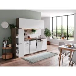 Respekta Küchenzeile KB225EYWC 225 Cm Weiß-Eiche York Nachbildung