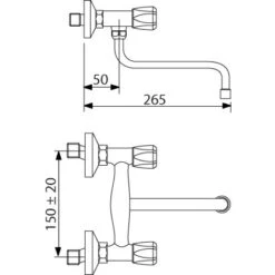 Sanitop-Wingenroth Wand-Zweigriff-Küchenarmatur Standard Plus Chrom -KüchenTraum 529104 3711 2
