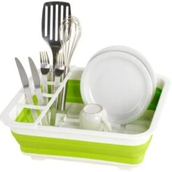 Wenko Geschirrabtropfer Faltbar Weiß-Grün -KüchenTraum 54770100 4008838164853 01