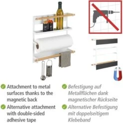 Wenko Küchenregal Magna Magnetisches Regal Zur Befestigung Ohne Bohren Weiß -KüchenTraum 548534 1068 03