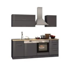Held Möbel Küchenzeile Mailand 220 Cm Grau Hochglanz-Grau Matt Mit E-Geräten -KüchenTraum 5654 11016600 564.1.6211 1